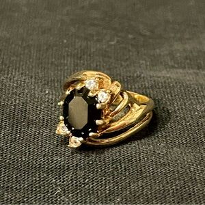 Elegant 18k Gold Filled and Black Stone Ring